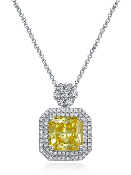 Yellow [N 1786] 925 Sterling Silver High Carbon Diamond Geometric Luxury Necklace